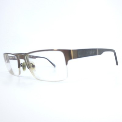 A&C Porter Eyeglasses Bronze Brown Rectangular Semi Rimless Frames Mens Womens