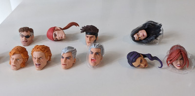 Marvel Legends 10 HEAD LOT (Nick Fury Gambit Banshee Quicksilver Psylocke Masque