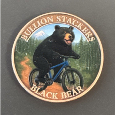 Colorized 1 oz Copper Black Bear Round Collectible Bullion Stackers
