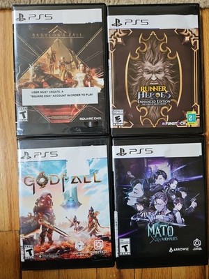 Ps5 Games   Lot Of 4  Babylon's fall/ Runner Heroes / Godfall/ Mato Anomalies