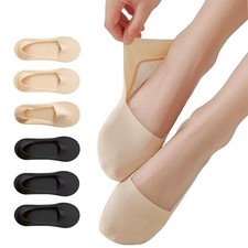 6 Pairs No Show Socks for Women, Footies Bootie Liner Non 5-9 3 Black 3 Nude
