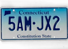 CONNECTICUT passenger license plate "5AM-JX2"