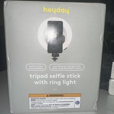 Tripod Selfie Stick with LED Ring Light - heyday Black