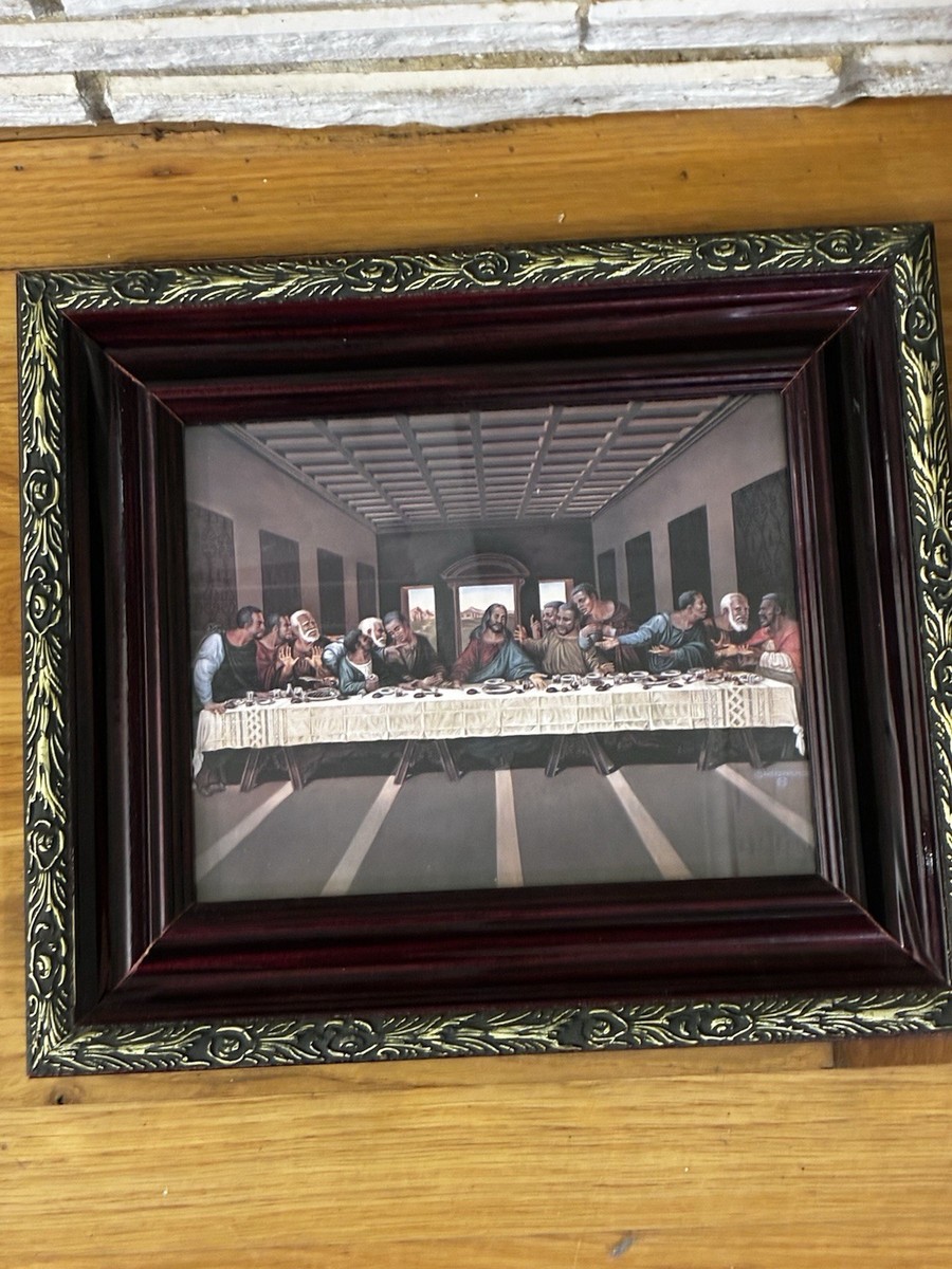 Black Last Supper Print - Wolfgang M. Otto Framed Matted Glass 15x
