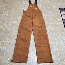 Carhartt Insulated Quilted Bib Overalls R02 BRN Size 32x34 Double Knee USA Made