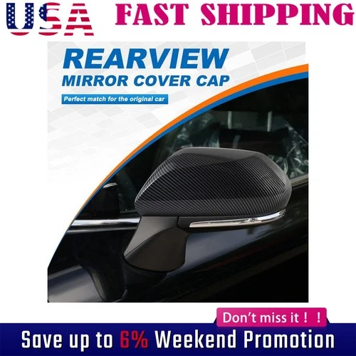 2X CARBON FIBER SIDE MIRROR COVER CAP FOR 2018-2021 TOYOTA CAMRY LE SE XLE XSE