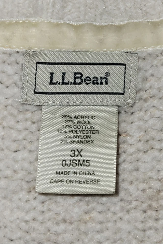 Colete suéter feminino LL BEAN mistura de lã marfim bolsos botão frontal plus size 3X  - Imagem 3 de 3