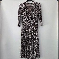 Chico's Faux Wrap Midi Dress Brown White Petal Print Women's Size 0 Small