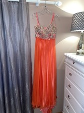 Peach / Orange Prom Dress Jeweled