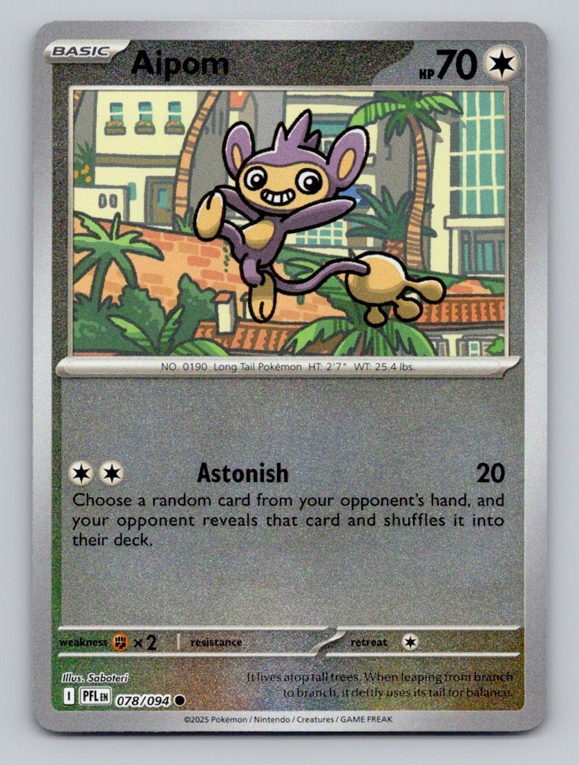 Reverse Holo Aipom 078/094 Common Phantasmal Flames Pokemon