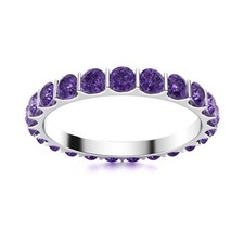 925 Sterling Silver Natural Amethyst Handmade Promise Eternity Ring Jewelry