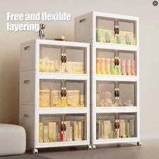 High-Capacity Stackable W/Wheels Foldable Double Door Stackable Storage Bins