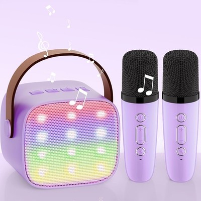 Wowstar Karaoke Maschine Premium mit 2 Mikrofonen Bluetooth lila LED