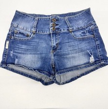 Hammer USA Womens Distressed Jean Shorts Blue Denim High Rise Size L