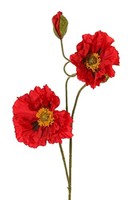 Artplants KüNstlicher Zweig Mohnblume Peja, Rot, 90Cm, Ø11-13Cm