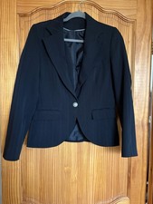 Lined Black One Button Blazer Slight Sliver Thread & Light Shoulder Pads. Size12