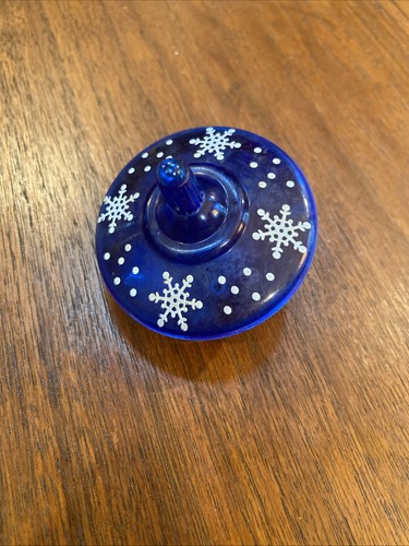 Judaica Israel Old Vintage Hanukkah Plastic Dreidel Spinning Top Blue Snowflake