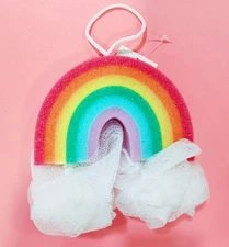 Rainbow Shape Bathing Sponge with Mesh Puff Cute Shower Sponges Soft Bath Sponge