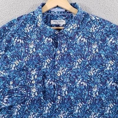 Tommy Bahama Shirt Mens XXL Blue Siesta Key Performance Floral Leaf Nylon Purple