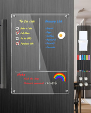Clear Acrylic Magnetic Dry Erase Board for Fridge,12"X8" Magnetic Whiteboard for