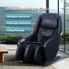 Black Zero Gravity Shiatsu Massage Chair Full Body Airbag Auto Modes Knead Tap