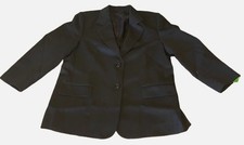 Womens Black Blazer M Lapel Long Sleeves Button Front Professional Office Wear