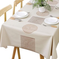 Heavy Duty Vinyl Table Cloth PVC Waterproof Wipeable Square 54x54" Geometry