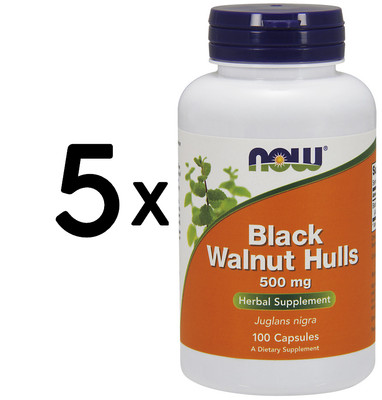 5 x NOW Foods Black Walnut Hulls, 500mg - 100 caps (119,90 EUR/kg)