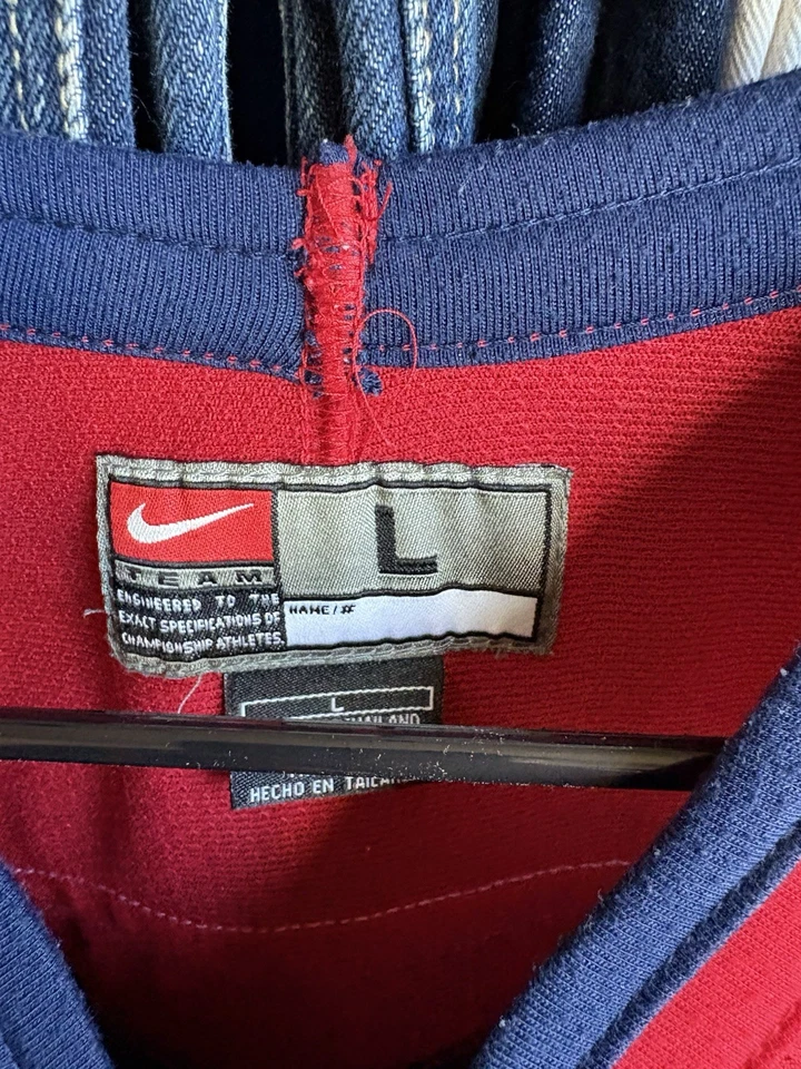 Vintage Nike USA Hockey Jersey Large L Red Blue White Made in Korea Olympics - Image 3 of 4