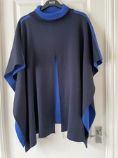 MARKS AND SPENCER NAVY/ROYAL BLUE ROLL NECK SUPERSOFT CAPE PONCHO CAPE ONE SIZE