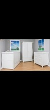 Cream sleigh style Nursery furniture set 3 piece. 3 positions for height cot bed