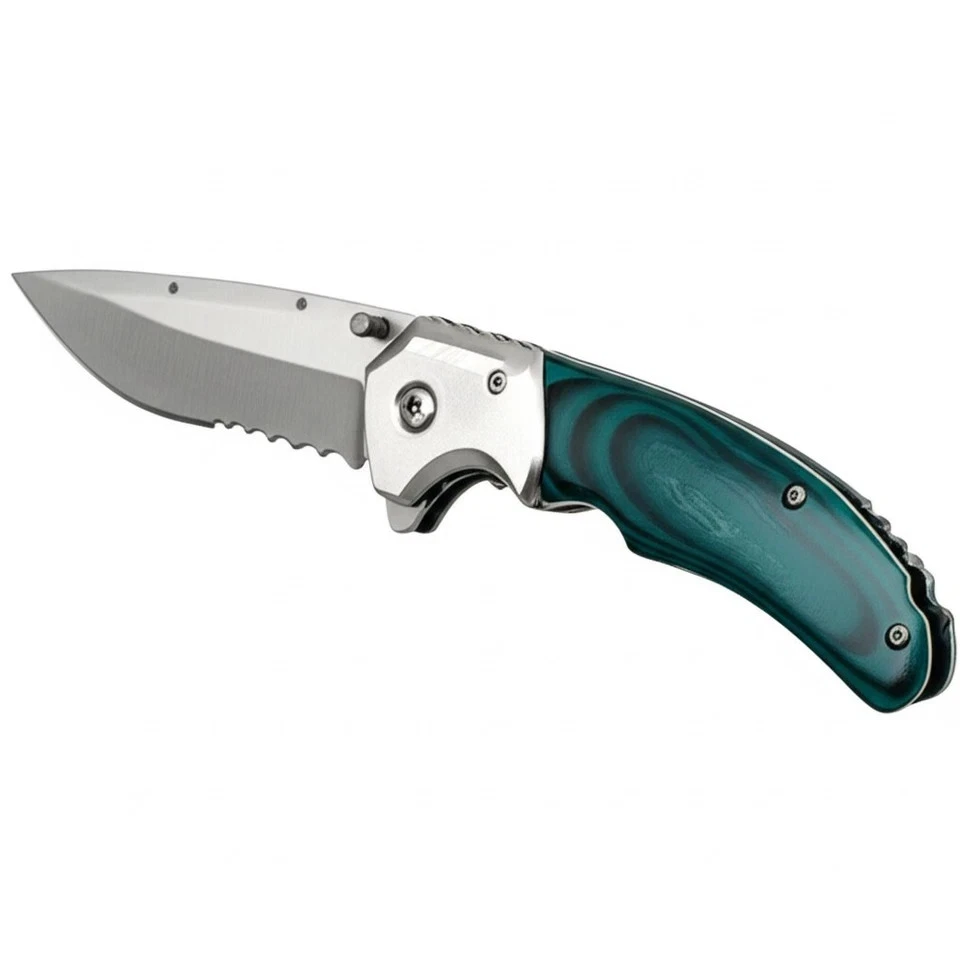 NAVAJA DE BOLSILLO PLEGABLE TÁCTICA ASISTIDA POR RESORTE ABIERTA DE 7,9" HOJA EDC herramienta táctica Foto 2 de 4