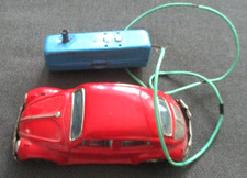 1960s BATTERY OPERATED, REMOTE CONTROL JAPAN RED VOLKSWAGEN BEETLE, SKK BANDAI