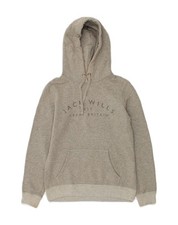 JACK WILLS Womens Graphic Hoodie Jumper UK 8 Small Grey Cotton UE10