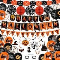 Halloween Deko Set Girlande Trick Or Treat KüRbis Wabenball 20 Luftballons Party