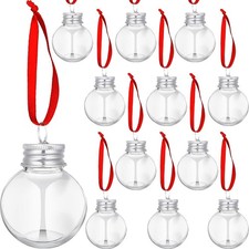 12pcs Booze Balls Christmas Ornaments, 100 Ml/3.5 Oz Clear Ornaments Drinking...