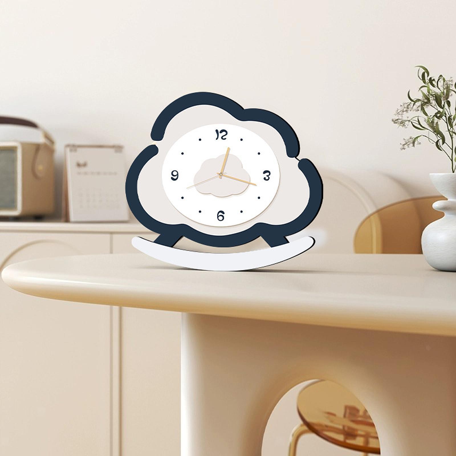 Cloud Figure Rocking Non Ticking Bedside Desk Clock For