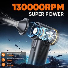 Cordless Electric Air Duster Mini Turbo Jet Fan Rechargeable Blower w/ LED