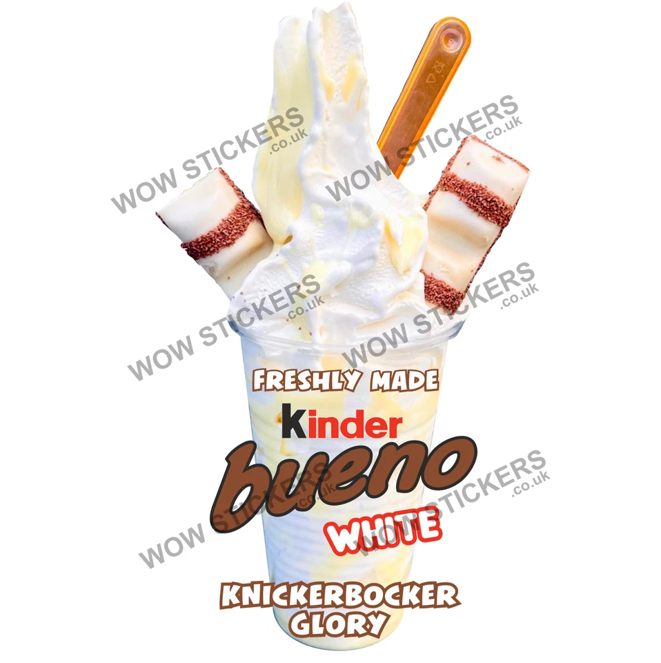 WOW Kinder Bueno White Ice Cream Knickerbocker Glory Sticker Aufkleber (Größe wählbar)