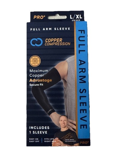 Copper Compression Pro+ Full Arm Sleeve, Size Large/XL Unisex - Picture 1 of 2