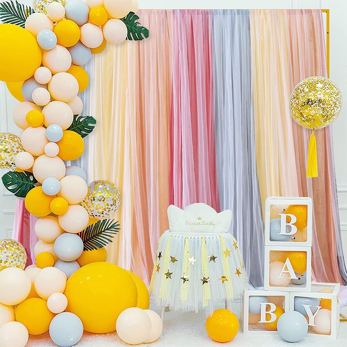 2 Panels Terracotta Wedding Arch Draping Fabric 29"x20ft Chiffon Tulle Drapes