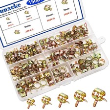Sunxeke 150Pcs Spring Band Hose Clamps 6mm, 7mm, 8mm, 9mm, 10mm, Gold