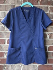 Grey's Anatomy by Barco Scrub Top Womens S Navy V-Neck Short Sleeve Solid 4276