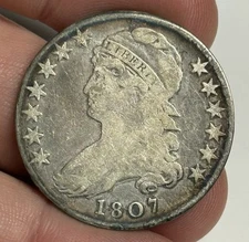 VG 1807 ‘50/20’ Capped Bust Half Dollar (cleaned) Silver U.S. Type 50c Coin