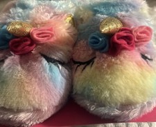 Unicorn Fuzzy Slippers Child Size