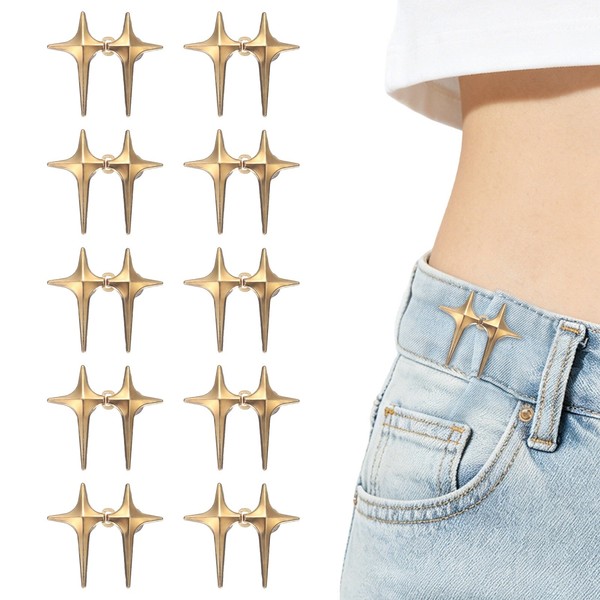 10 Sets HüFtgurt-Straffer FüR Pant, Verstellbare 4-Punkt-Stern-Schnallen In Gold-image