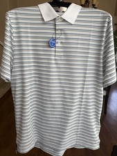RLX Ralph Lauren Performance Golf Polo Shirt White Stripe Multi Mens Size M NWT
