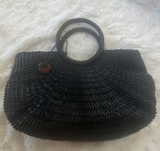 The Sak Black Woven Top Handle Satchel, Magne...