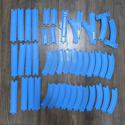 Vintage TOMY Blue Train Track Lot 43pc Curved Straight Switch 1992