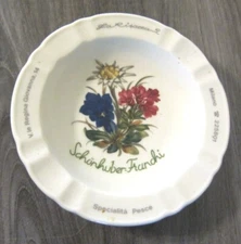 Vintage Schonhuber Franchi White Ceramic Table Ashtray Germany Floral Flowers